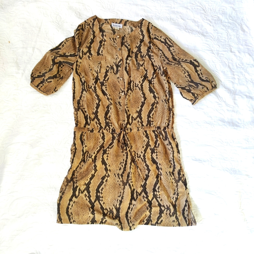 Reynah Snake Print Tunic dress Tie waist. Small.